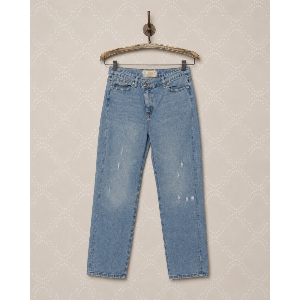 Altar'd State Crossover Waist Straight Leg Distressed Jeans Size 26/3